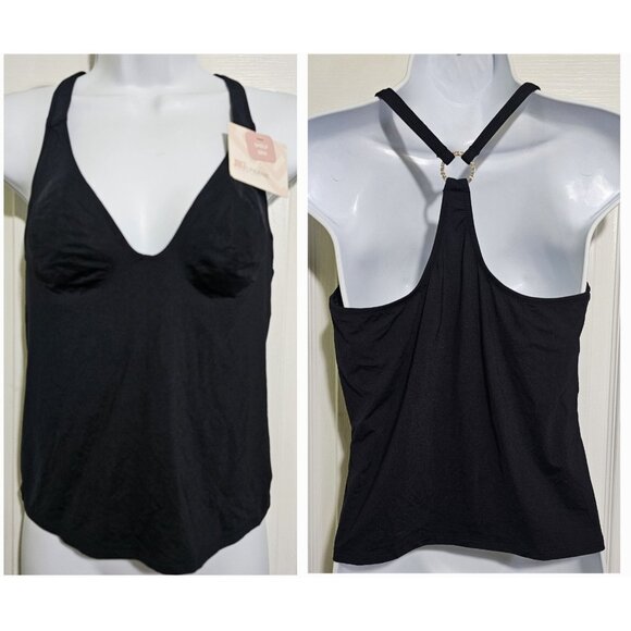 Jennifer Lopez JLo Lingerie Shelf Bra Sexy Tank Racer Back Silver Ring Black LG - Picture 1 of 8